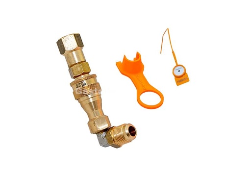 [EKO0010C] Schnellkupplung 90° mit 2-fachen Rückschlag (Alugas & Gaslow)